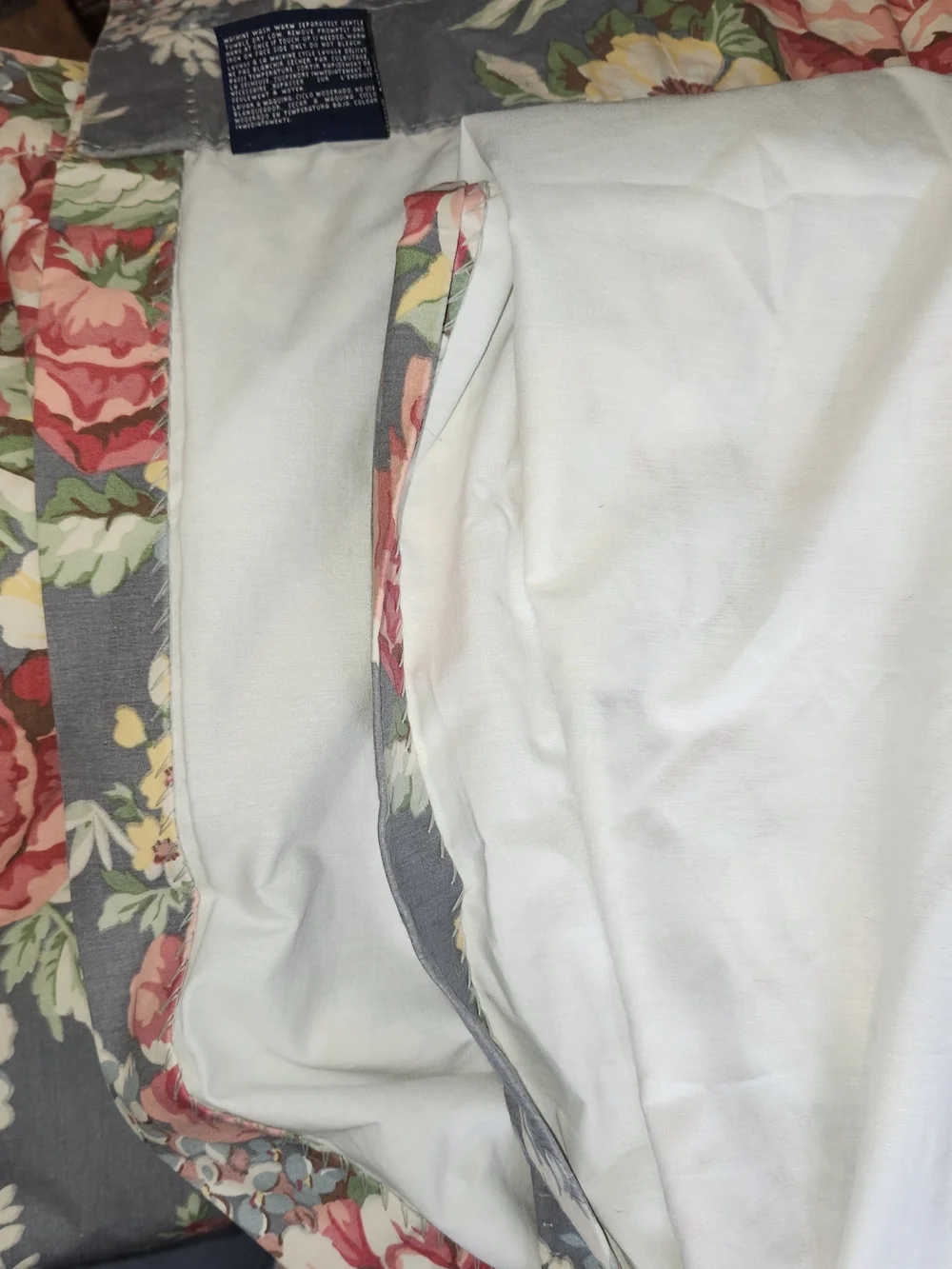 2 Ralph Lauren KIMBERLY CURTAIN PANEL Vintage BLUE FLORAL Flowers 40